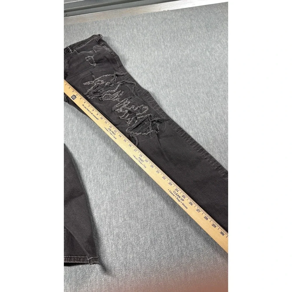 American Eagle Jeans Mens 32x32 Black Airflex+ Distressed Ripped Skinny Stretch